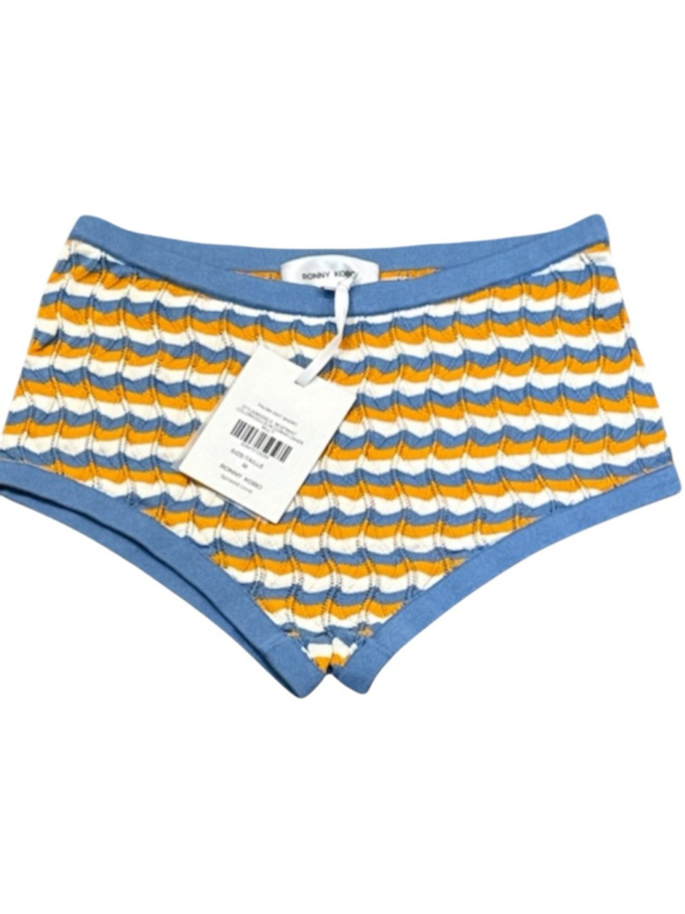 Ronny Kobo Palma high-waisted shorts in Cornflower Multi, Size Medium. Brand new